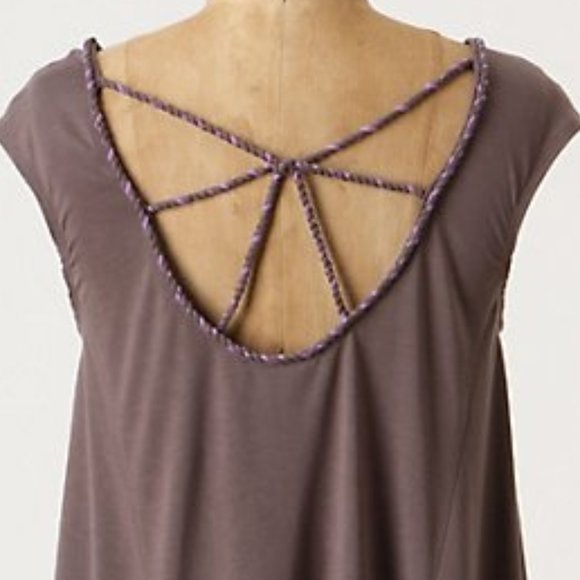 👚Anthropologie, M Striped Lilac Brown Top - Picture 5 of 7